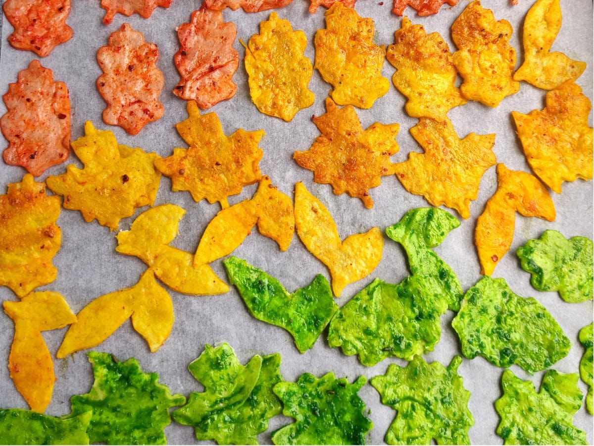 Autumn leaf tortilla chips