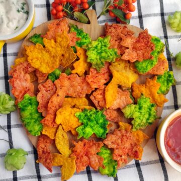 Leaf shaped tortilla chips
