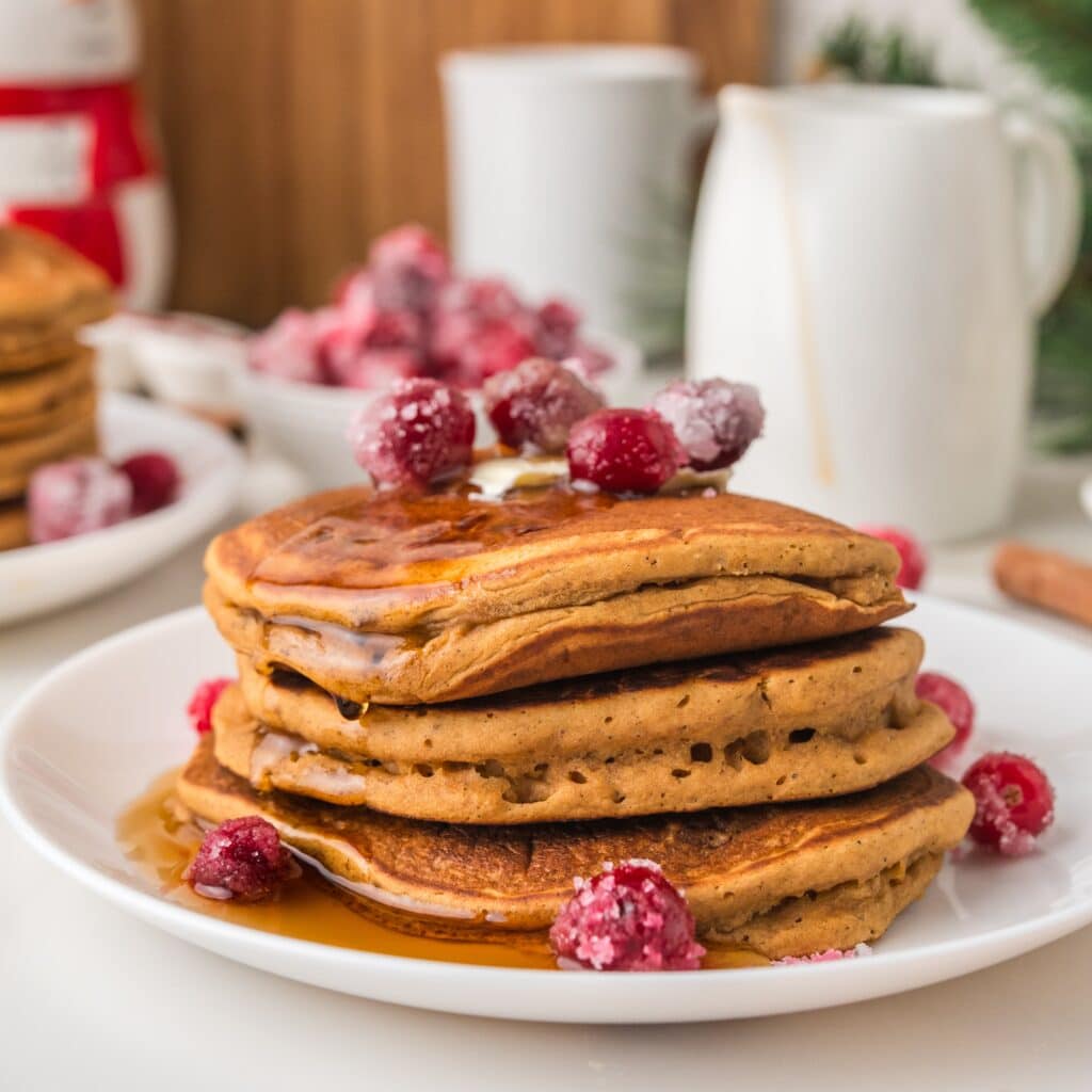 Holiday gingerbread pancakes