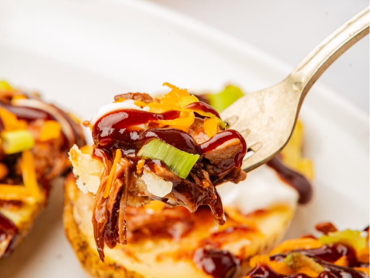 Pulled beef loaded potato skins