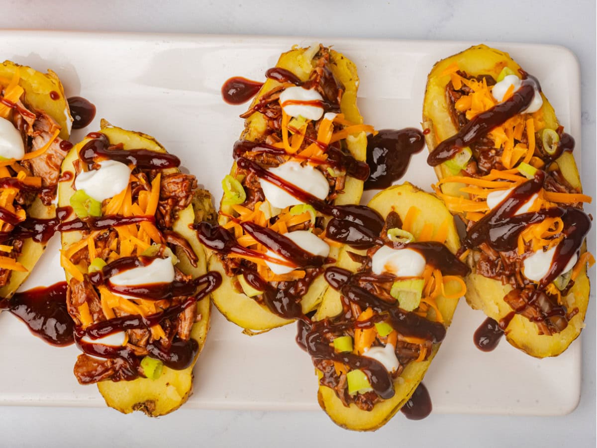 BBQ beef potato skin appetizer