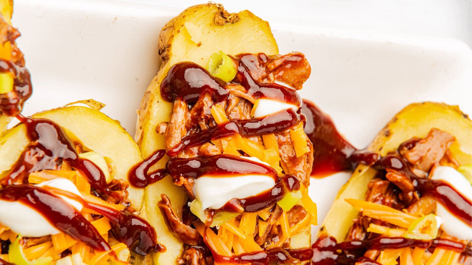 Loaded BBQ pulled beef potato skins
