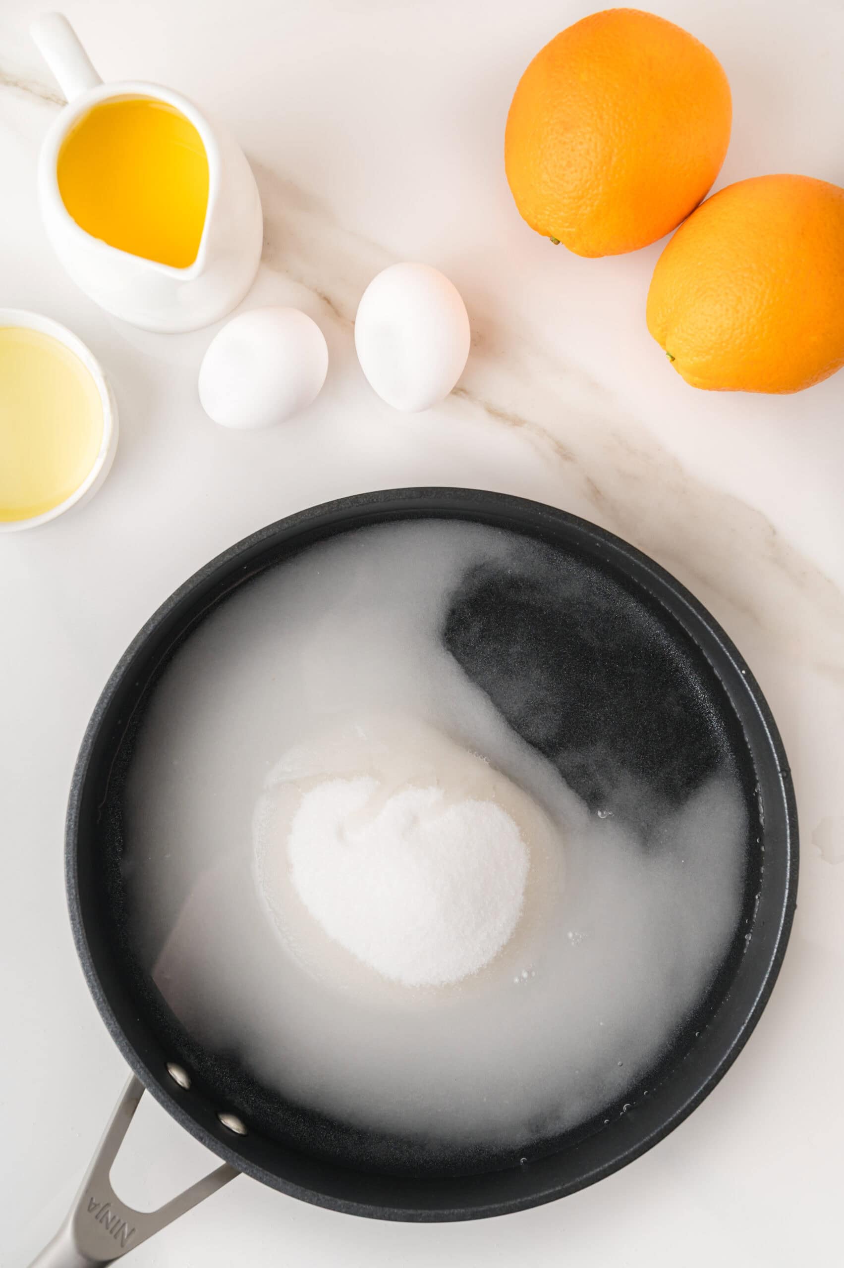 Homemade orange cake ingredient melted