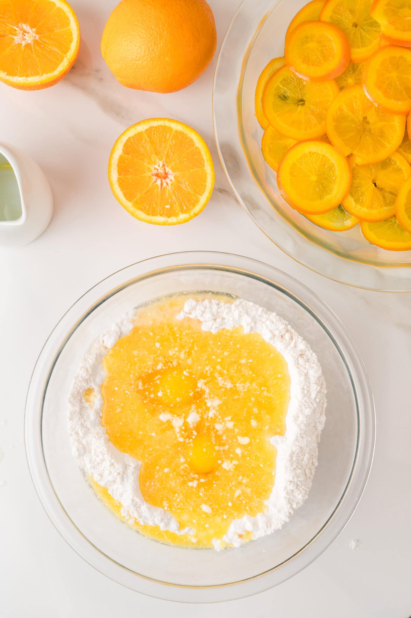 Orange cake batter preparation