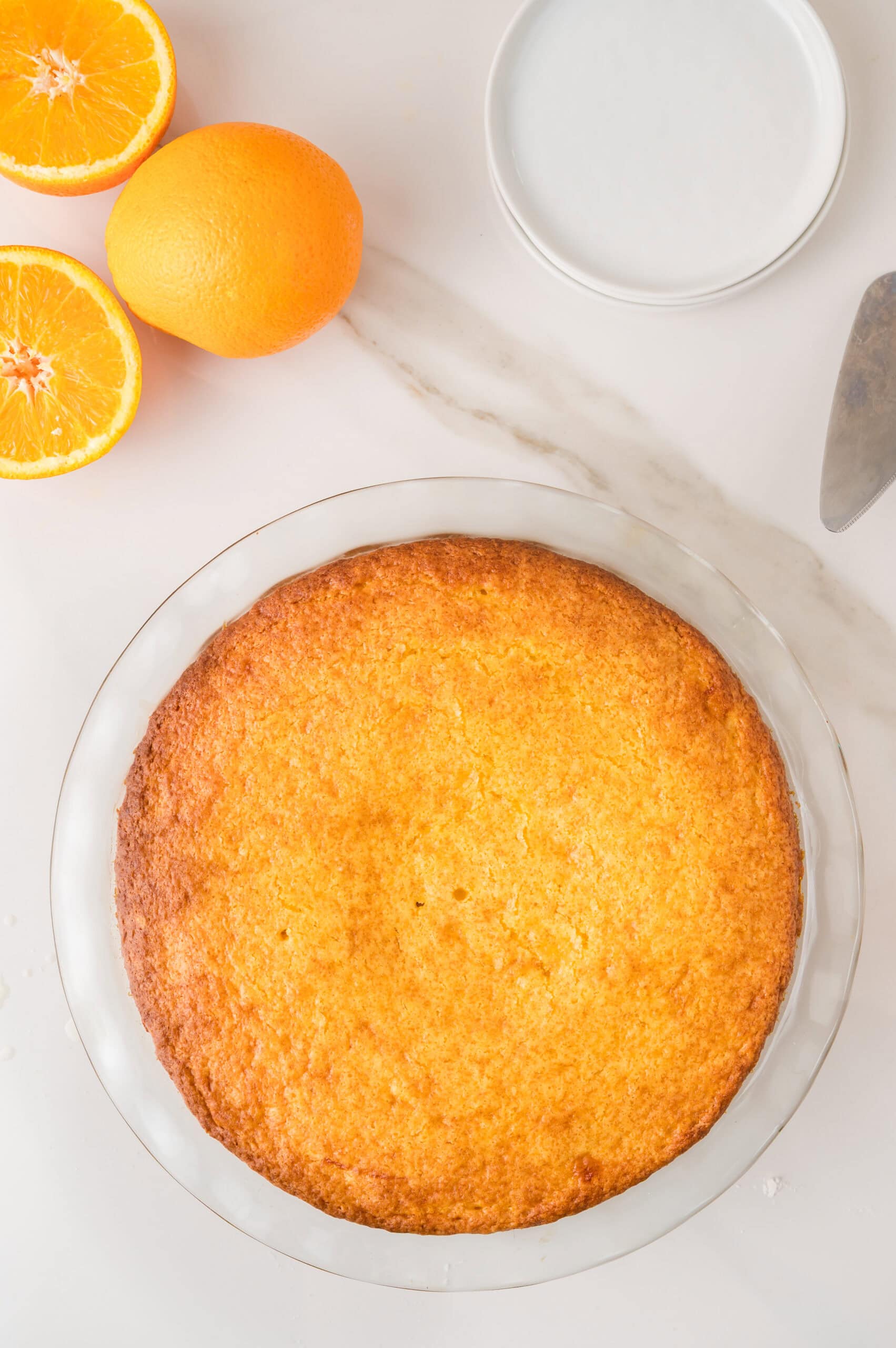 Freshly baked orange upside down cake