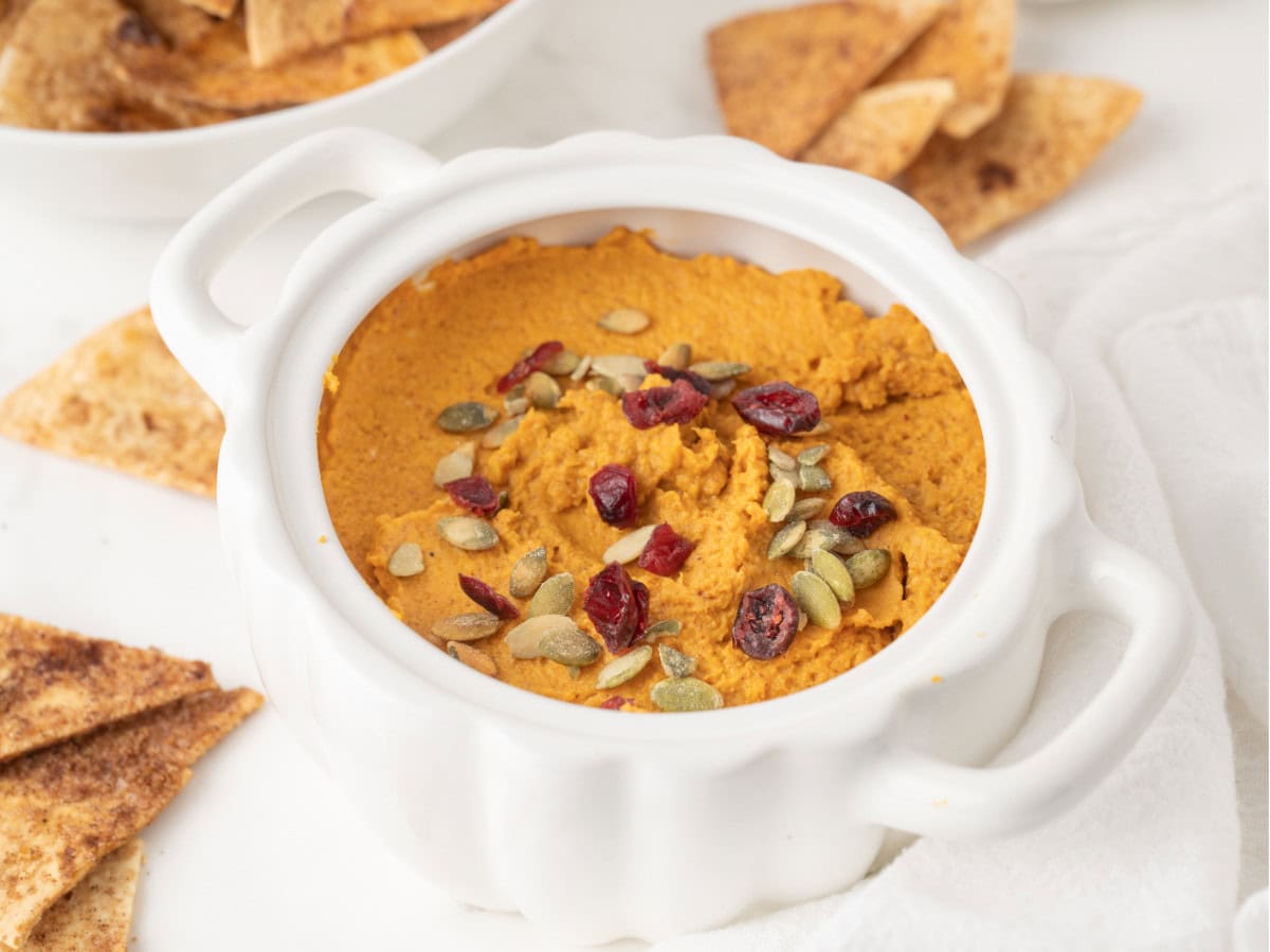 Savory pumpkin hummus dip