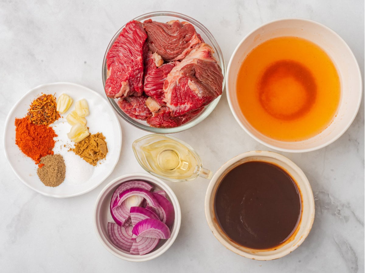 Crockpot BBQ pulled beef ingredients