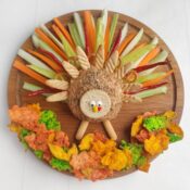 Thanksgiving turkey cheese ball platter
