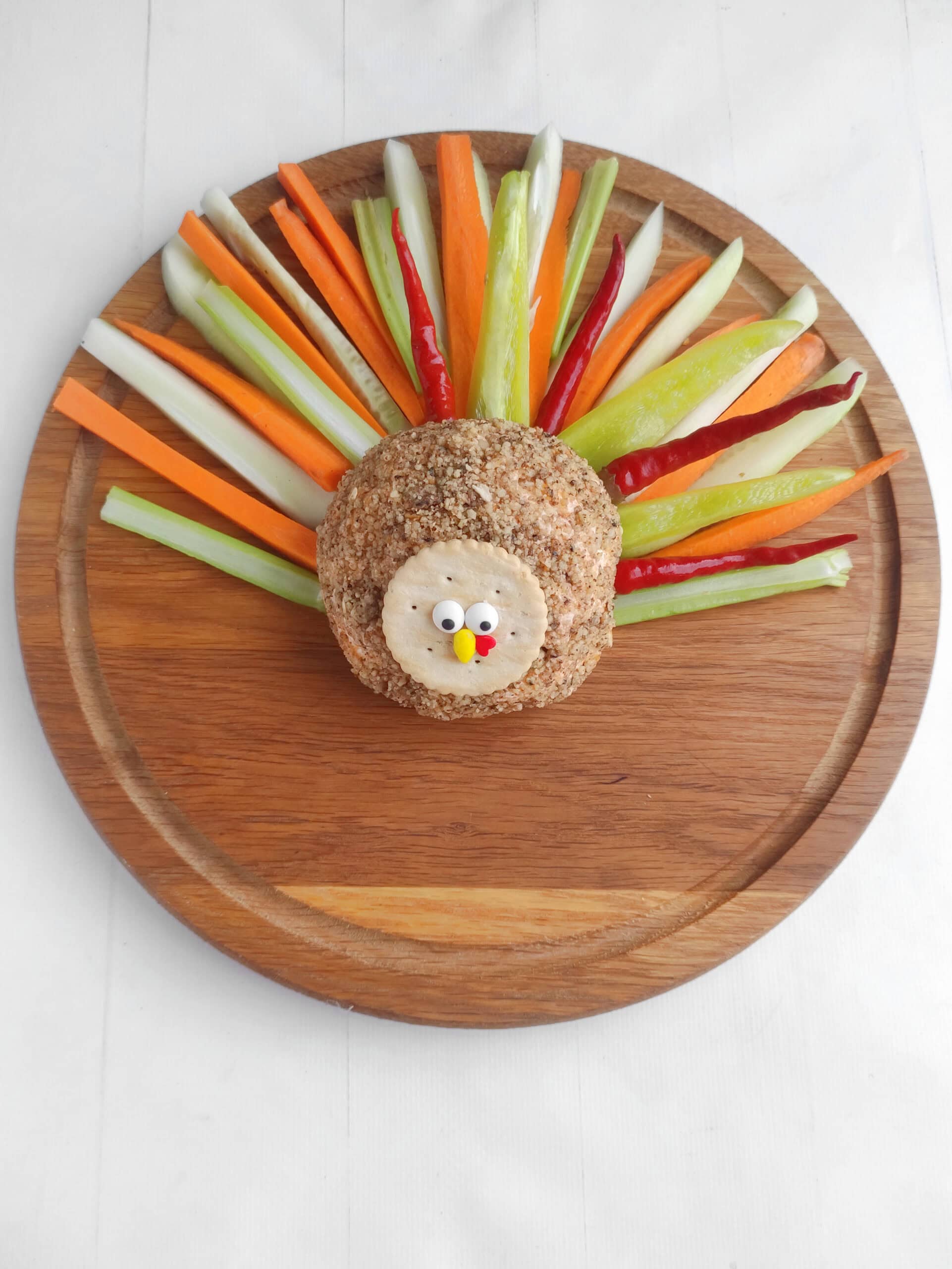 Turkey shaped cheese ball appetizer