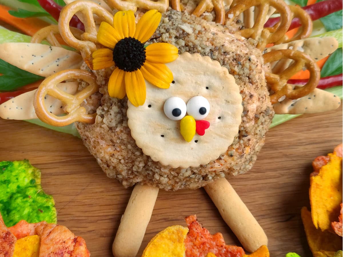 Turkey cheese ball party platter