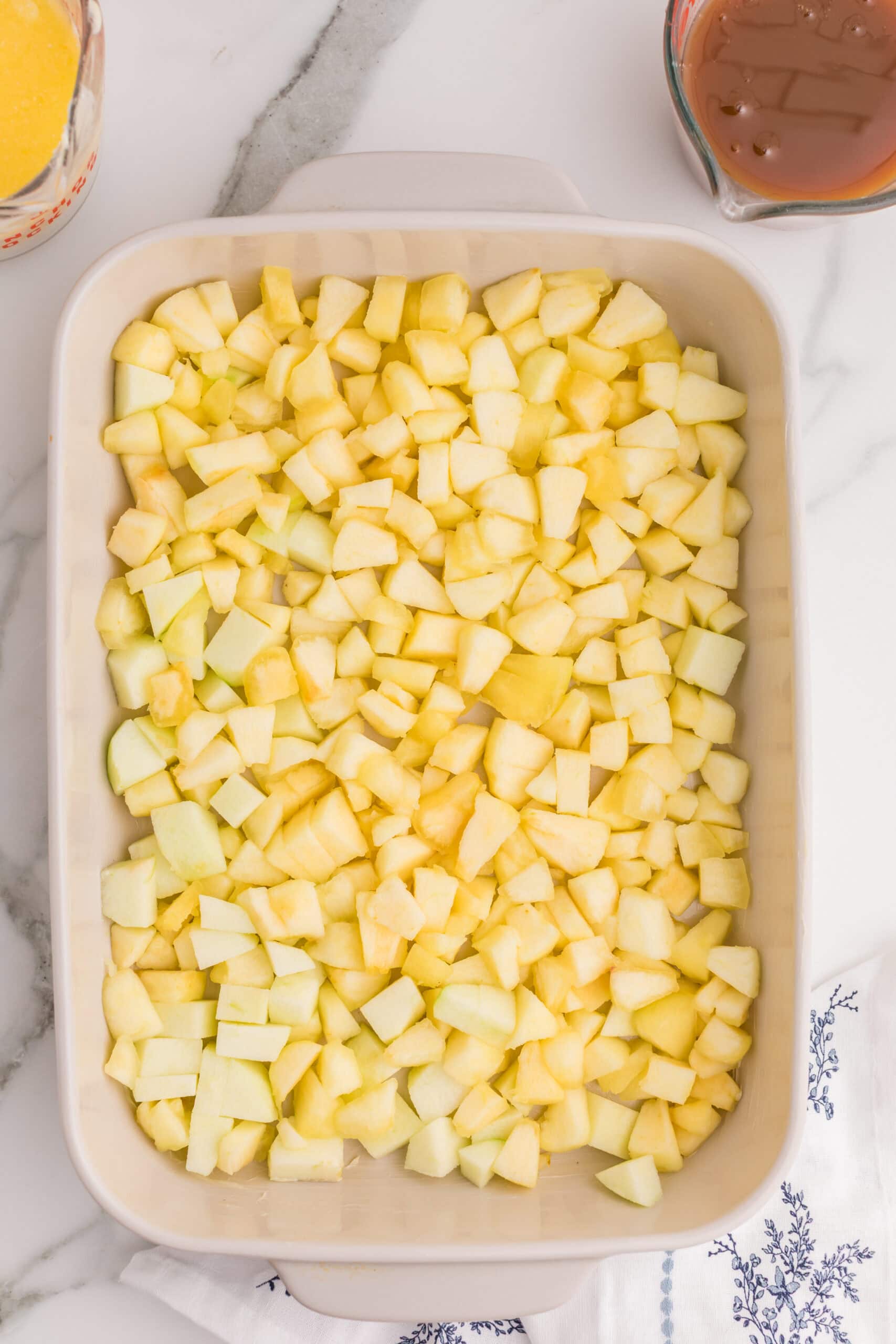 Fresh chopped apples for homemade apple dump cake