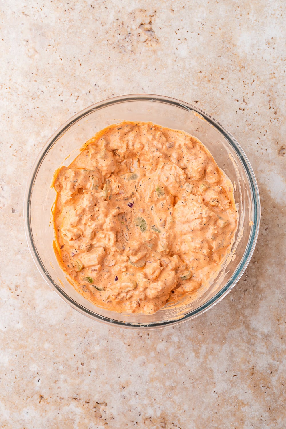 Rotisserie chicken salad mixed with creamy buffalo dressing
