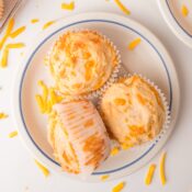 Homemade cheddar cheese muffins with golden tops