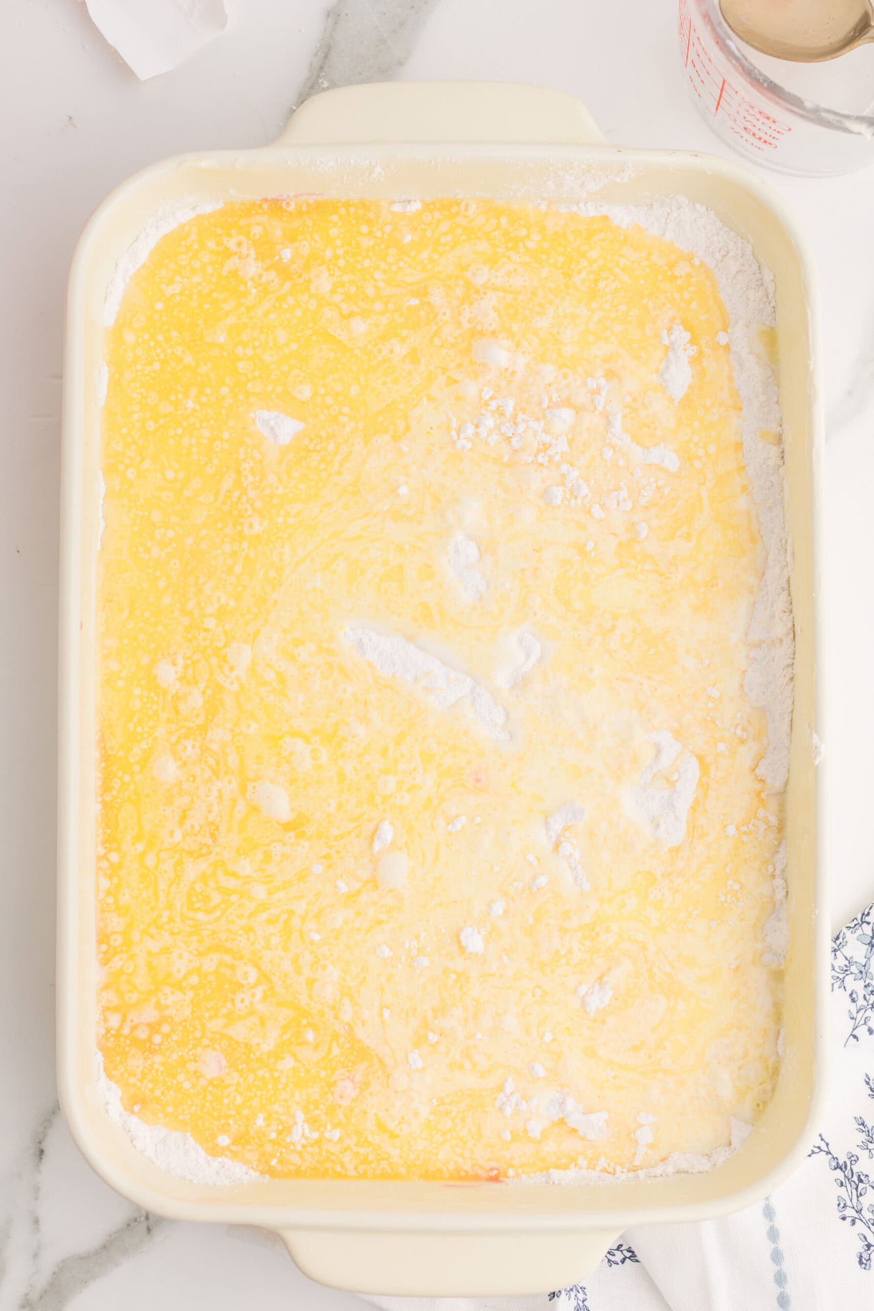 Easy cherry dump cake with melted butter
