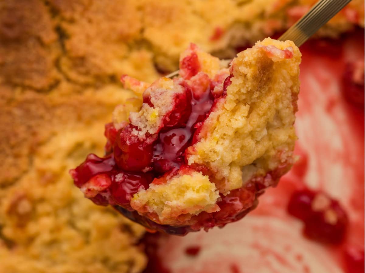 Homemade cherry dump cake dessert