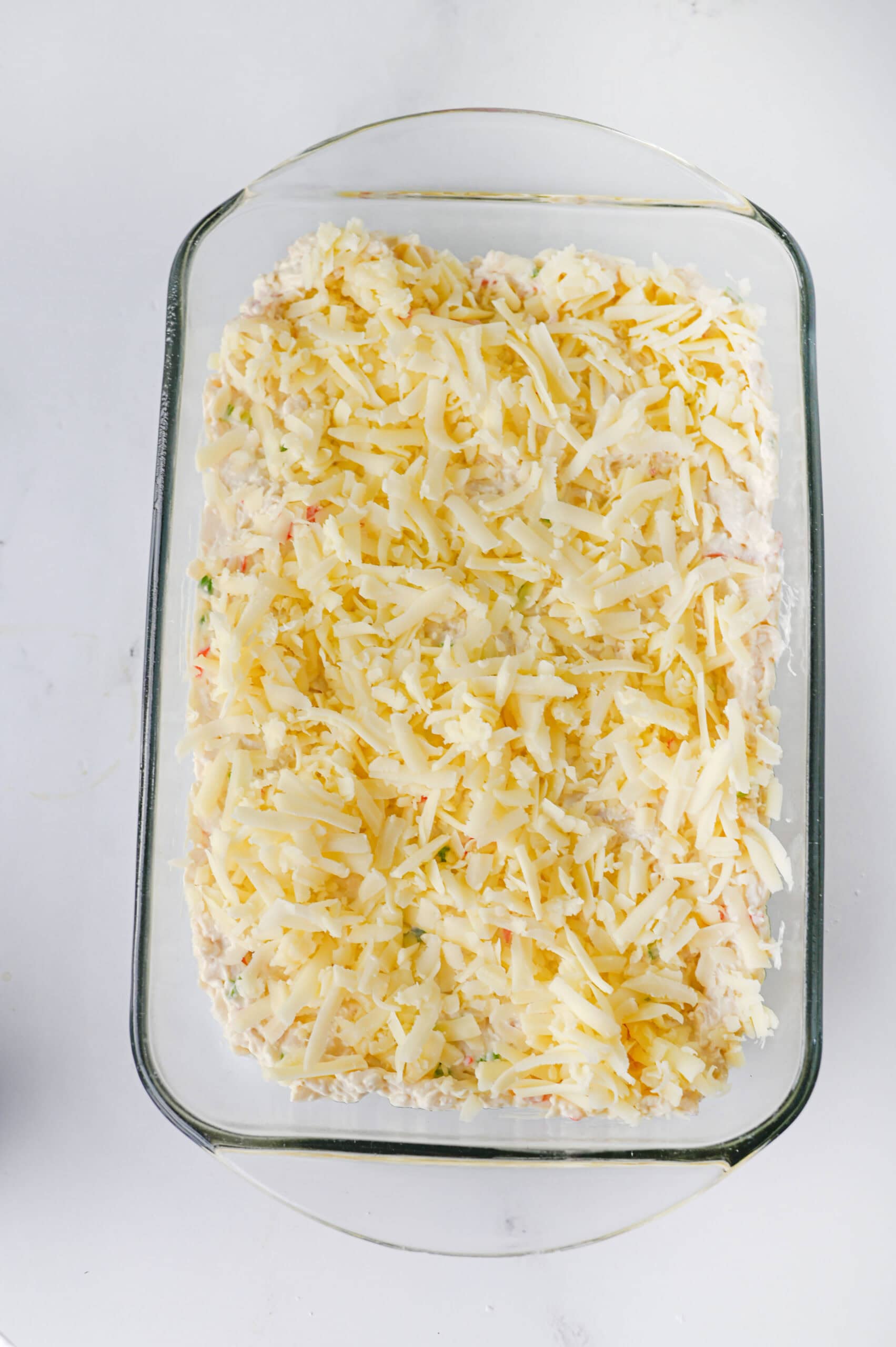 Cheesy crab rangoon dip before baking