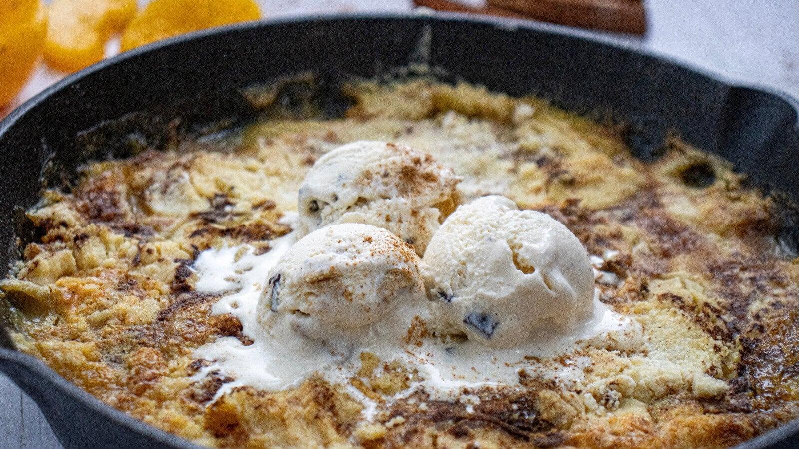 Simple peach dump cake with cake mix