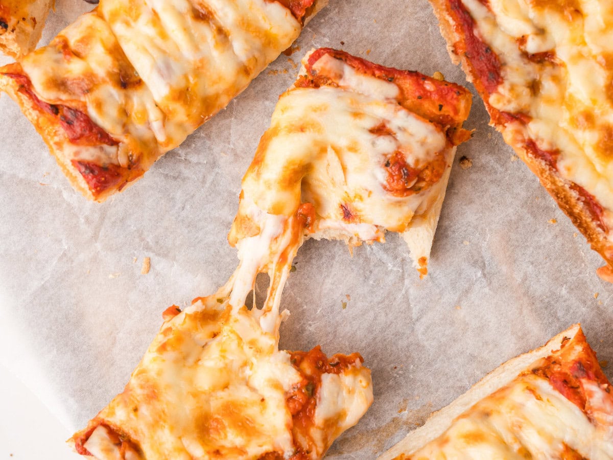 Oven baked French bread cheese pizza