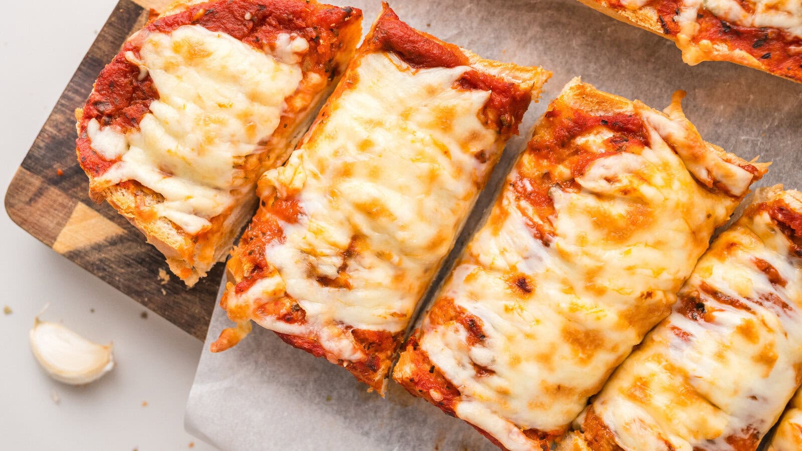 Classic French bread pizza with crispy edges