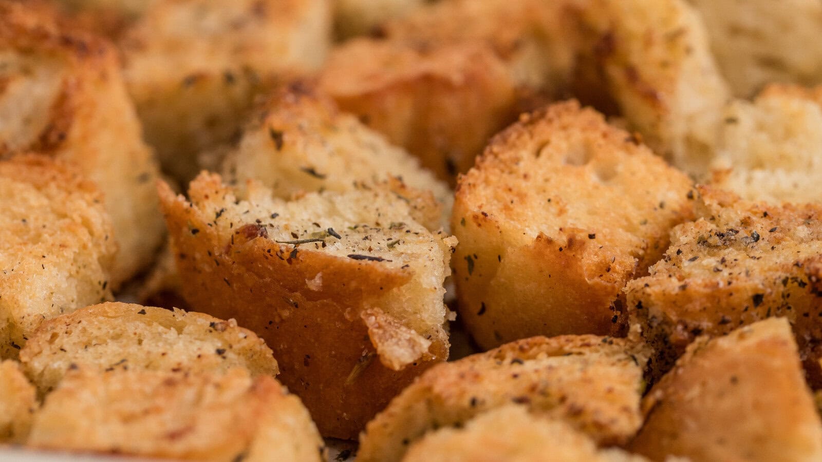 Homemade garlic croutons