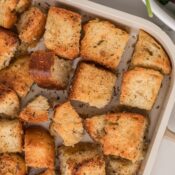 Easy homemade croutons with garlic butter