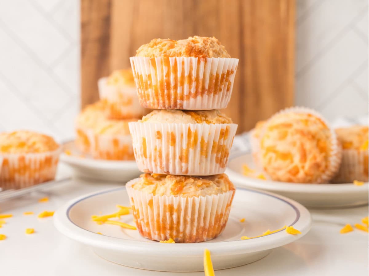 Soft and fluffy cheddar cheese muffins