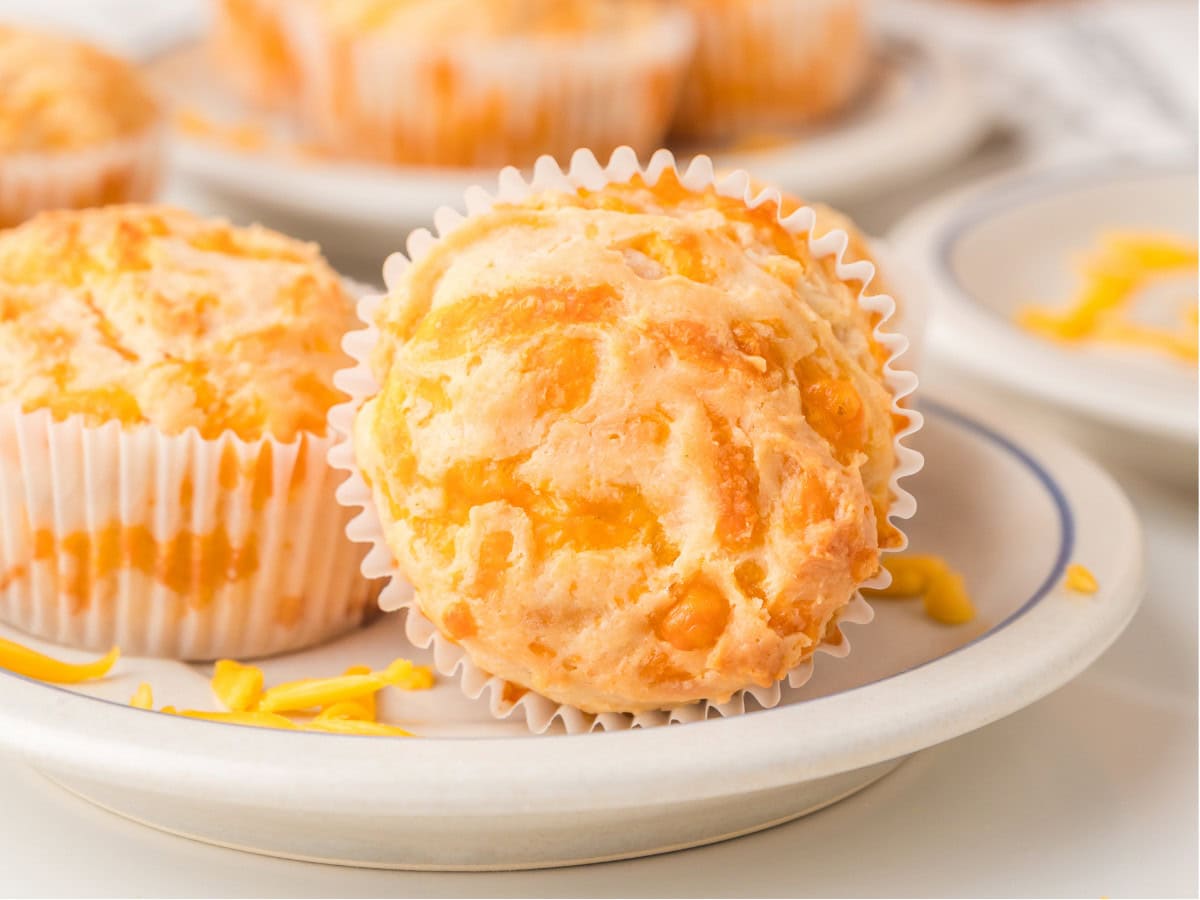 Savory cheddar cheese muffins baked from scratch
